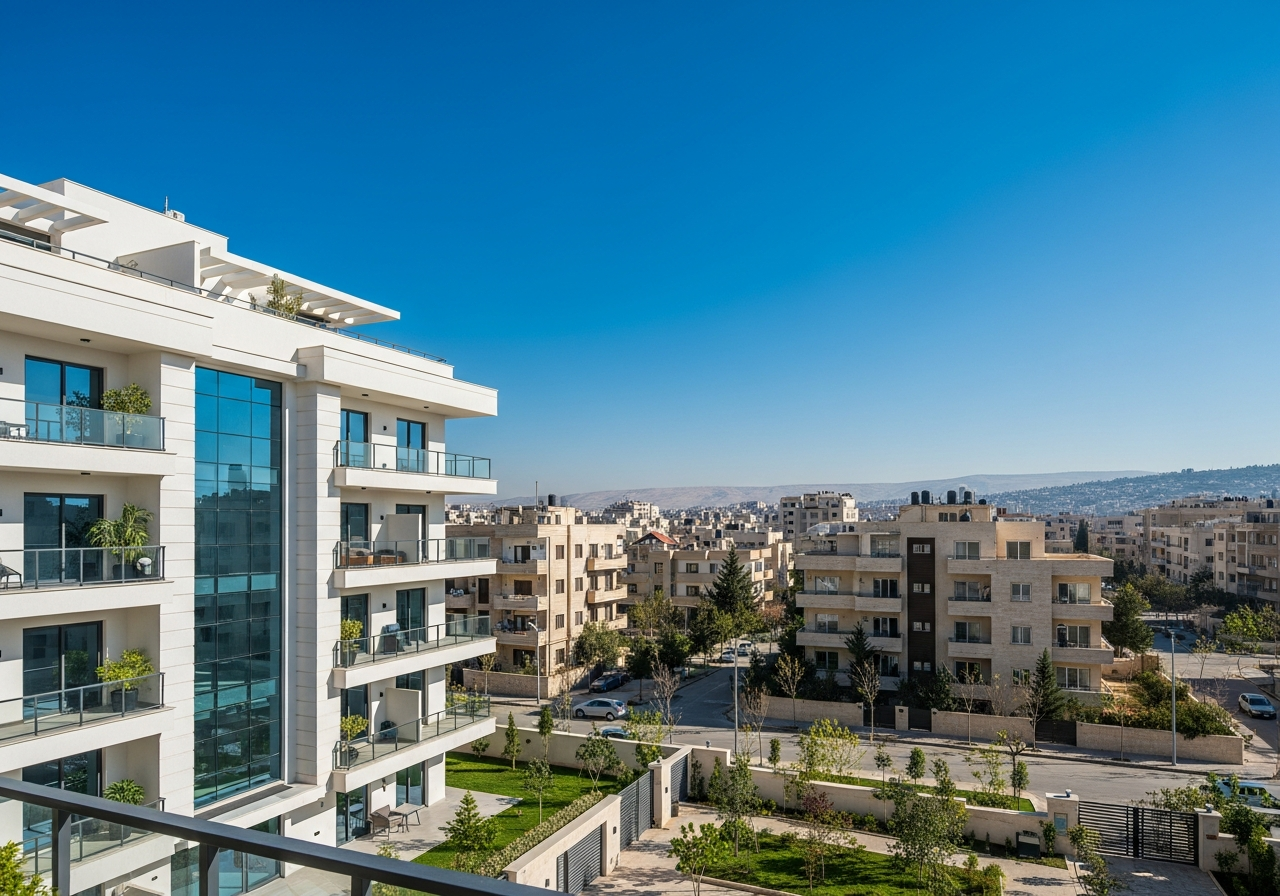 Dummar Projesi'nde satılık modern konut binası cephesi, Yeni Şam