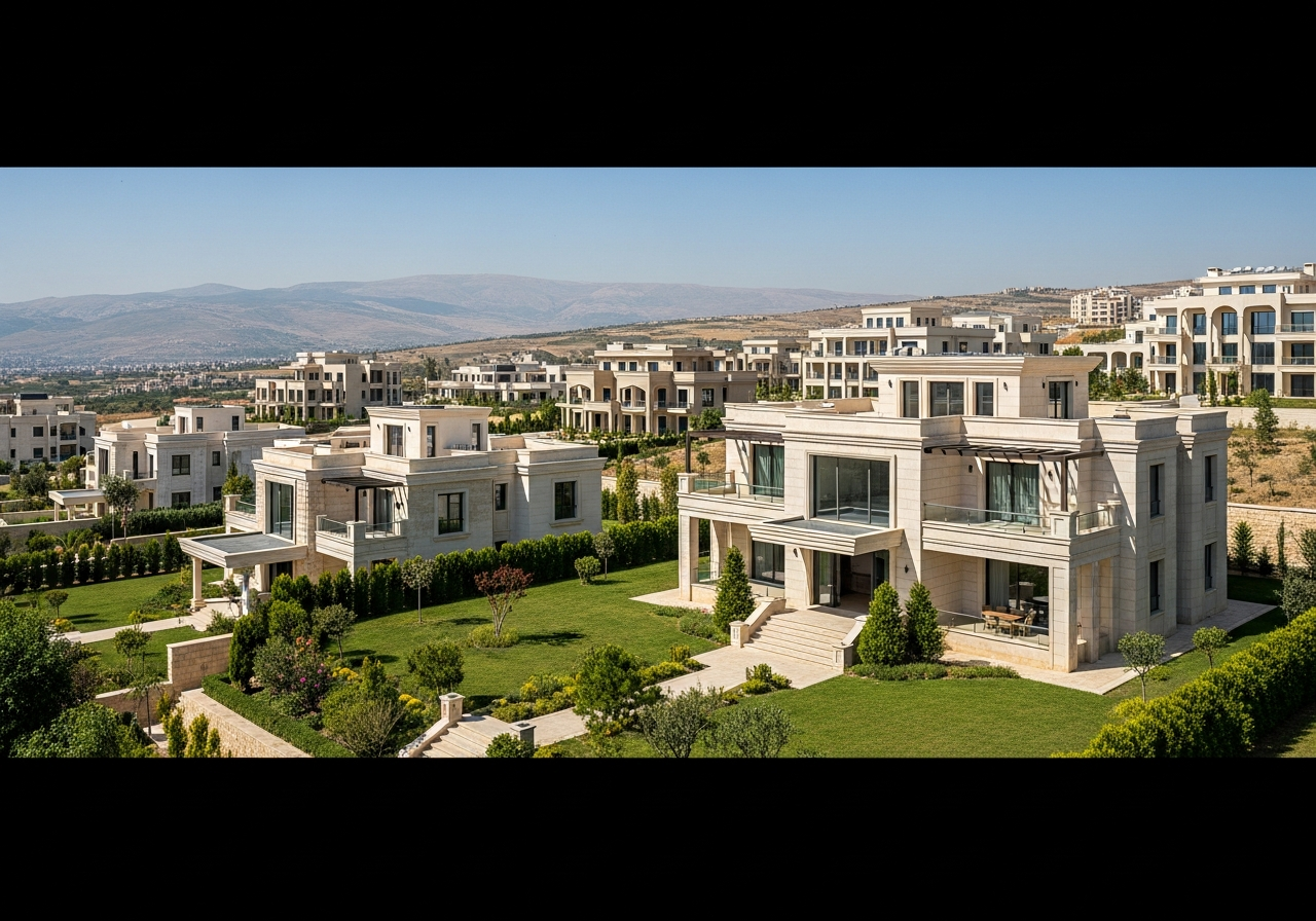 Luxury residential villa compound in the Yafour area of Damascus with vast green spaces for living and investment