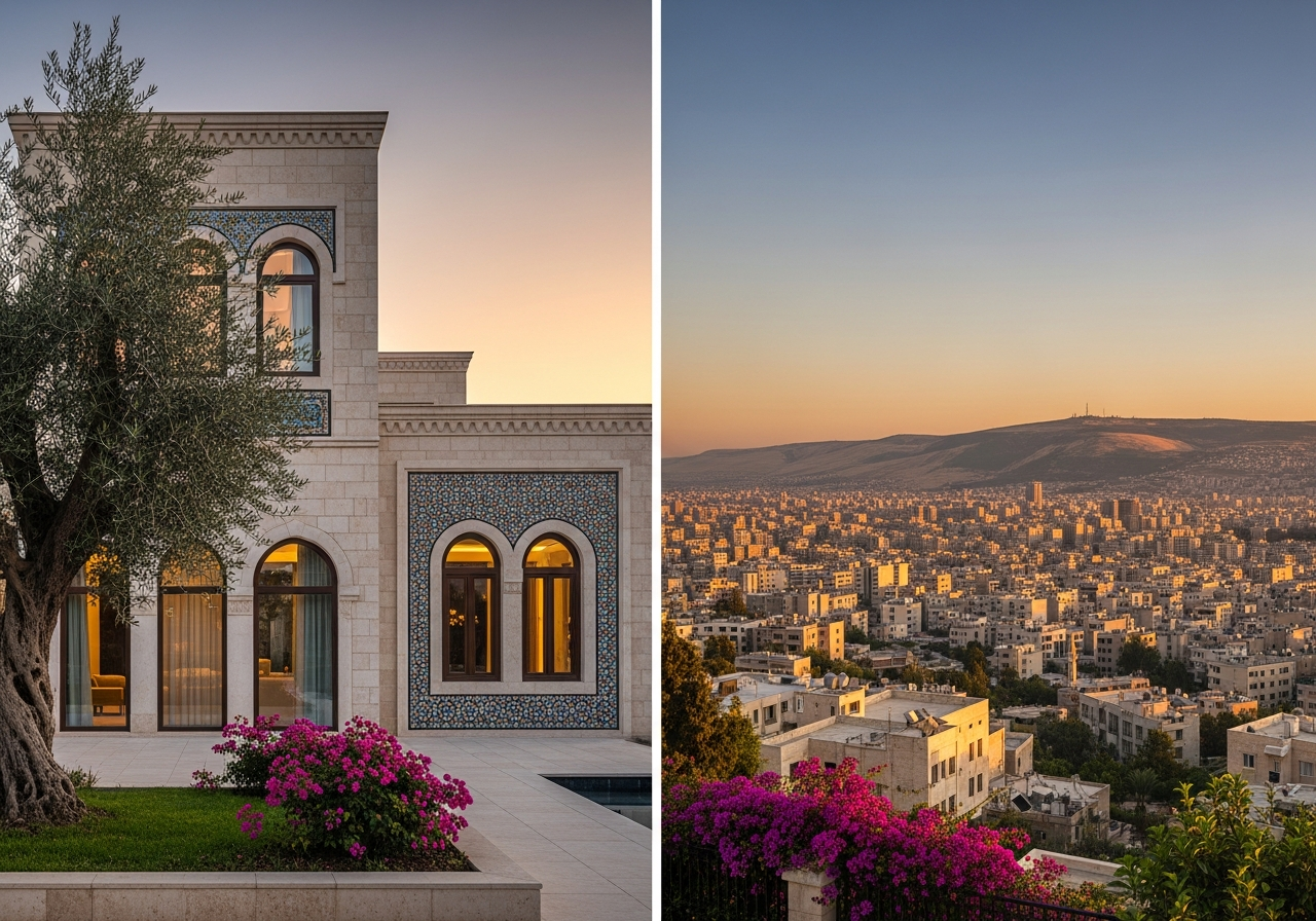 Modern tasarımlı, bahçeli ve havuzlu lüks villa, Şam'da yabancılar için kapalı bir sitede