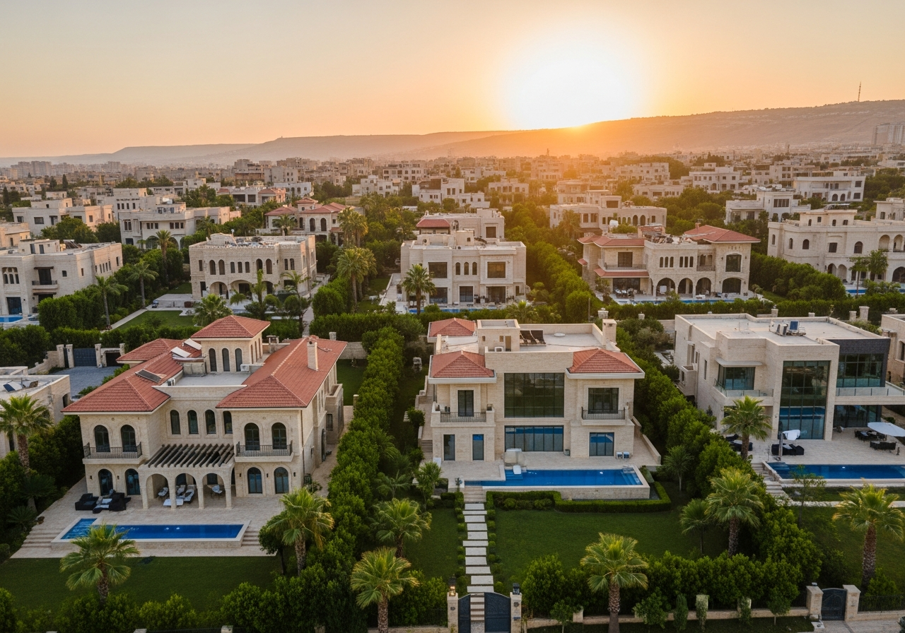 Modern luxury villa for sale with installments in upscale Damascus suburbs such as Yaafour and Al-Sabboura