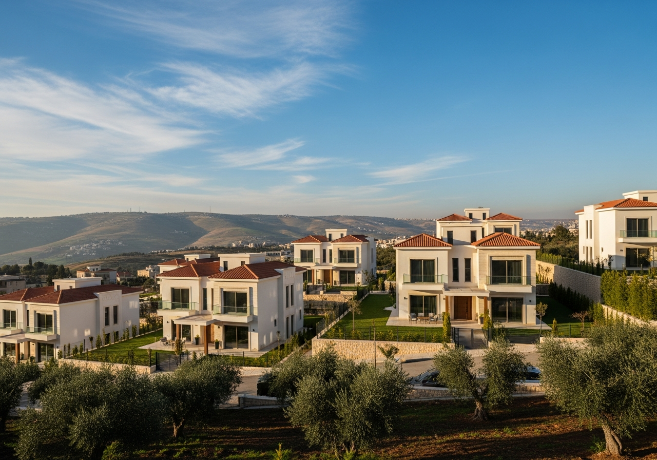 Modern ve şık tasarımlı, geniş bahçeli bir villa, Yafour Şam'da seçkin bir konut ve yatırım seçeneği olarak